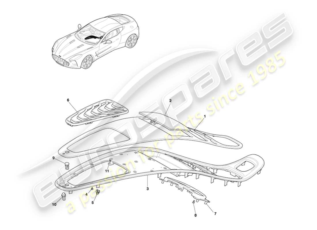 aston martin one-77 (2011) fascia centrale diagramma delle parti