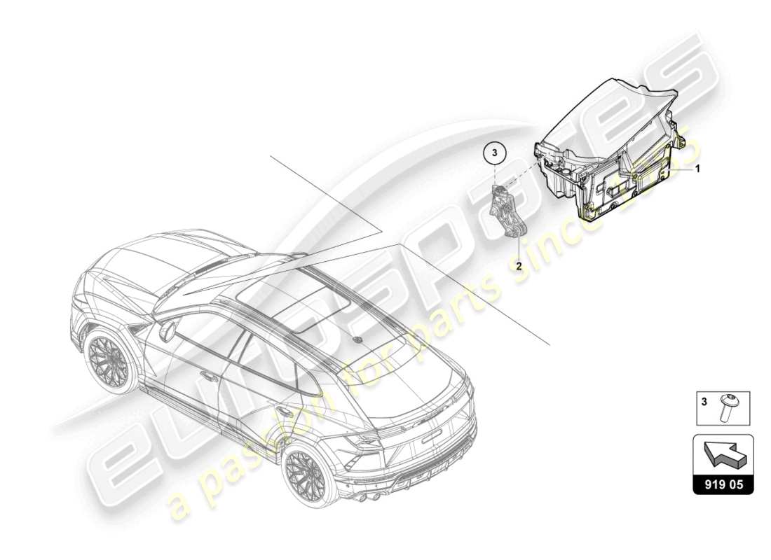 lamborghini urus (2022) centralina per proiezione parabrezza (head-up-display) schema particolare