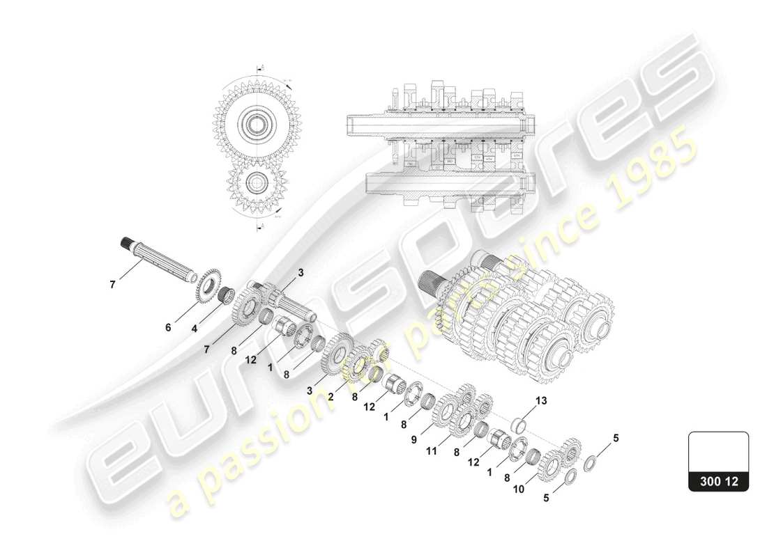 lamborghini 2015 (super trofeo) diagramma delle parti del gruppo ingranaggi