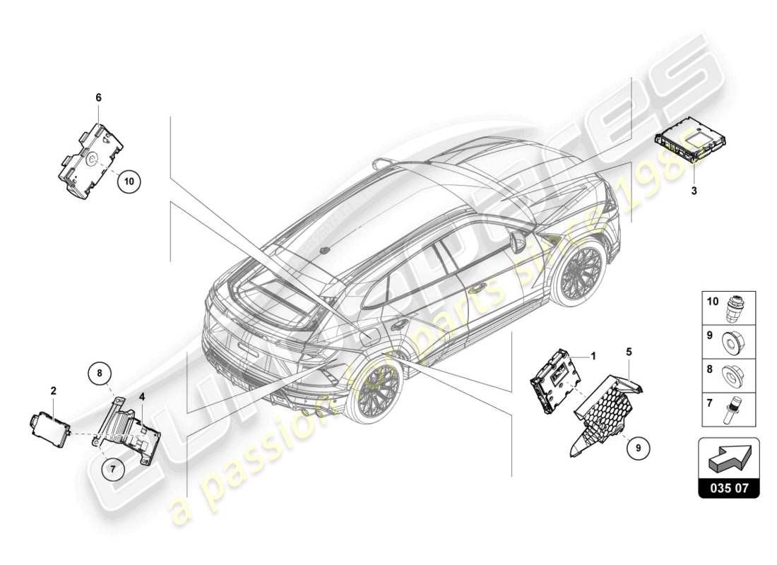 lamborghini urus (2019) sintonizzatore tv diagramma delle parti