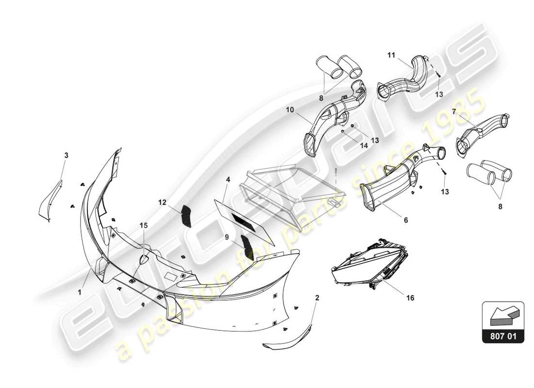 lamborghini gt3 (2017) schema delle parti della carrozzeria anteriore