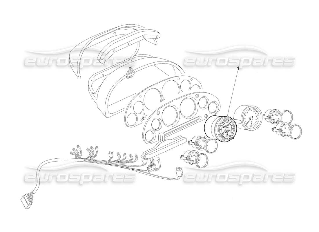 lamborghini diablo se30 (1995) diagramma delle parti degli strumenti del cruscotto (valido per gli stati uniti - gennaio 1995).