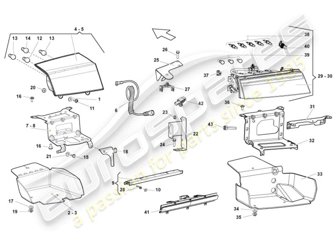 lamborghini lp550-2 coupe (2014) diagramma delle parti del fanale posteriore