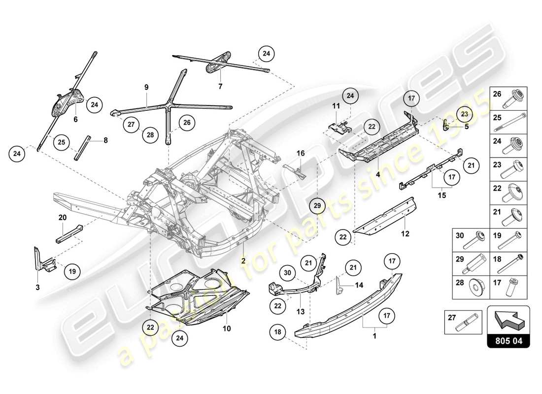 lamborghini sto (2023) telaio posteriore, esterno diagramma delle parti