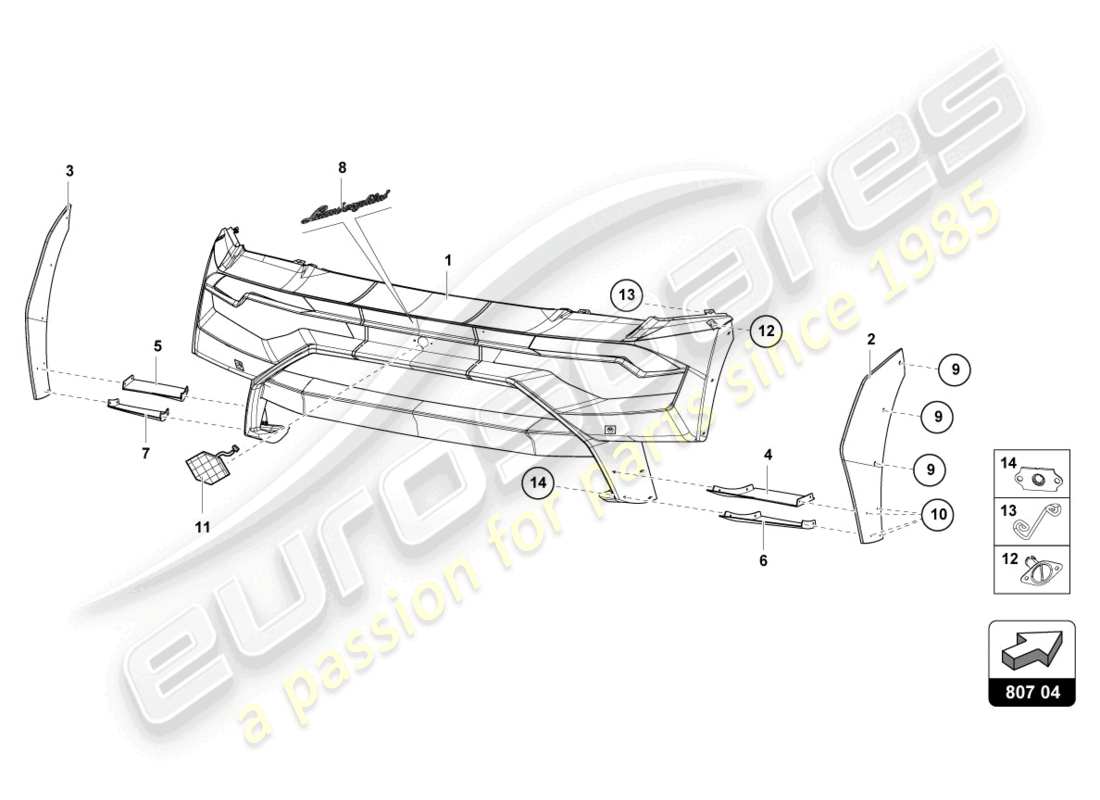 lamborghini super trofeo evo (2018) schema delle parti paraurti posteriore