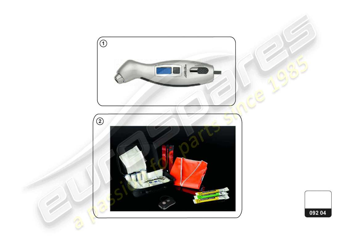 lamborghini huracan sterrato (accessories) schema delle parti dell'attrezzatura di sicurezza
