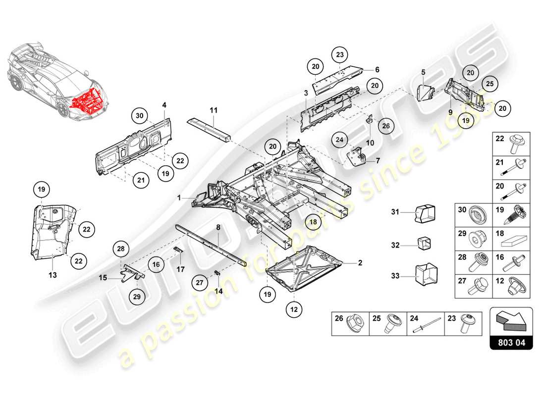 lamborghini sto (2022) schema delle parti del telaio anteriore