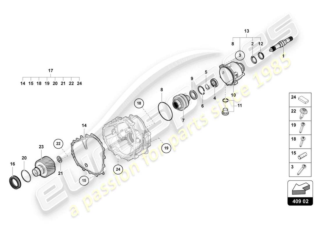 lamborghini urus (2021) differenziale anteriore diagramma delle parti