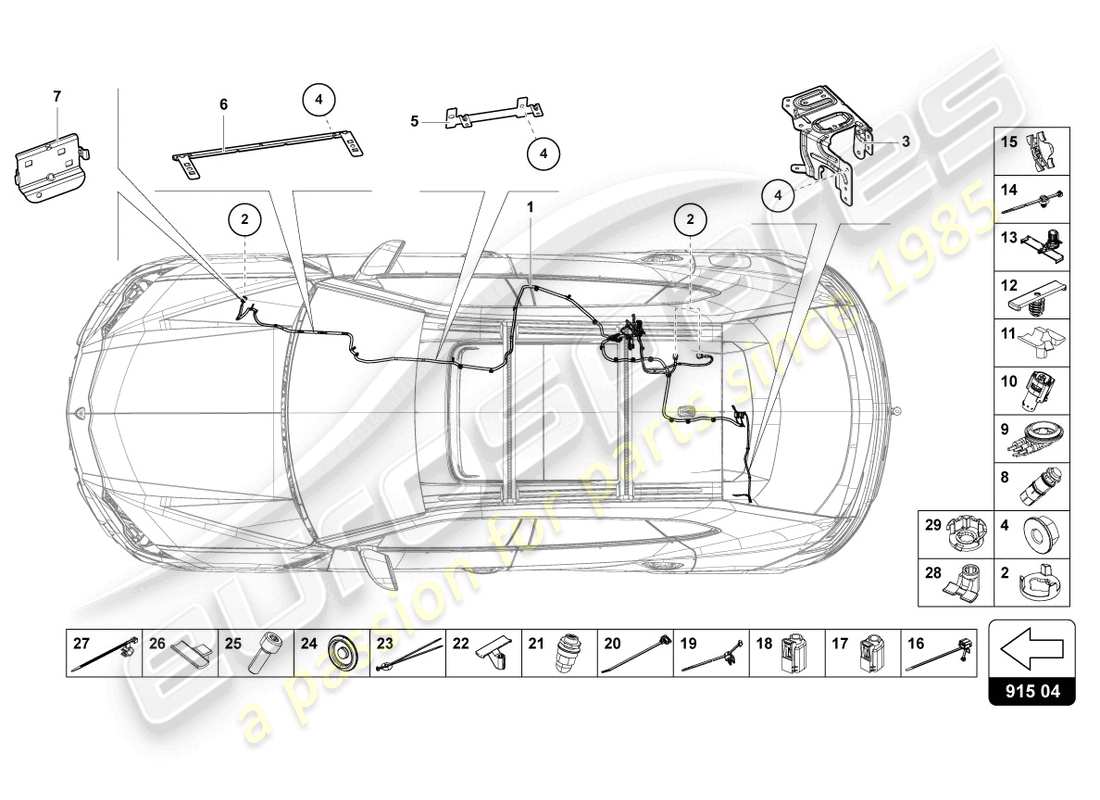lamborghini urus (2021) set cablaggio batteria +/- diagramma delle parti