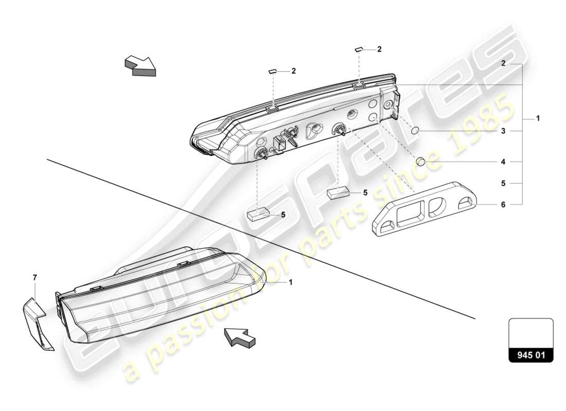 lamborghini urus (2021) faro aggiuntivo posteriore diagramma delle parti