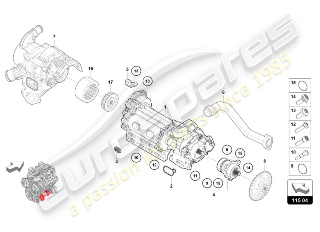 lamborghini revuelto coupe (2024) pompa dell'olio diagramma delle parti