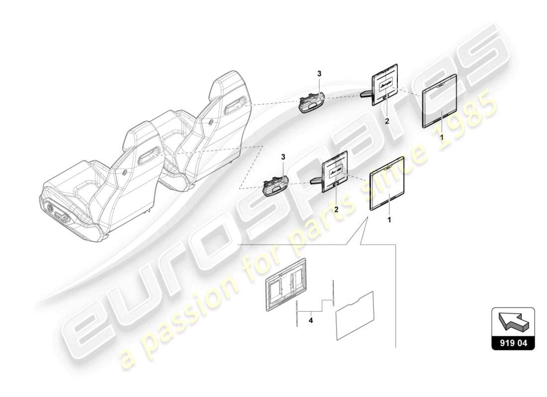lamborghini urus (2021) parti elettriche per infotainment posteriore diagramma delle parti