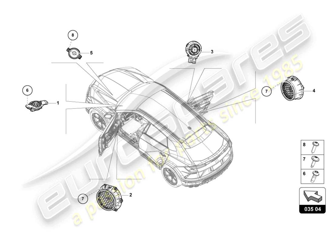 lamborghini urus (2019) parti elettriche per impianto audio diagramma delle parti