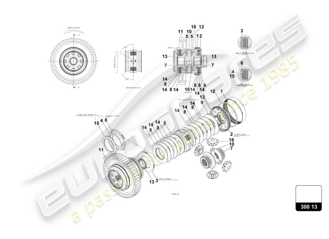 lamborghini 2016 (super trofeo) diagramma delle parti della ruota corona