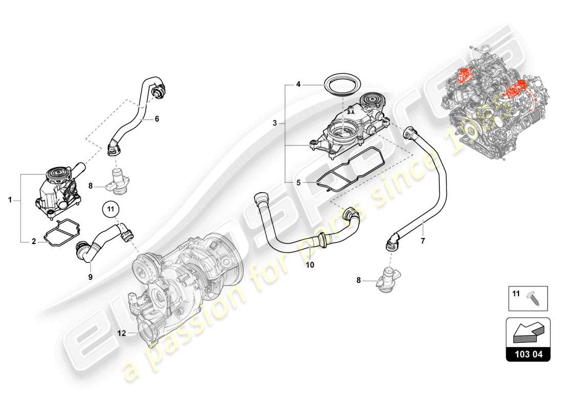 lamborghini urus (2020) ventilazione per blocco cilindri schema delle parti