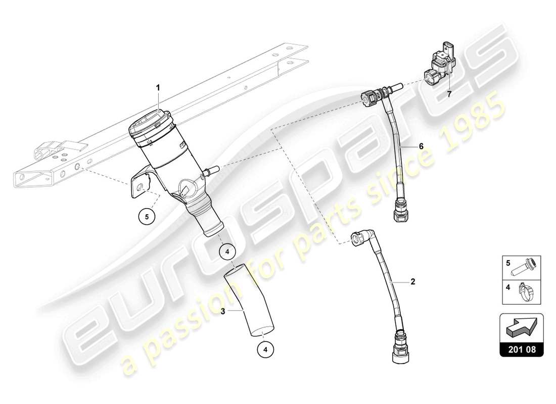 lamborghini evo coupe (2023) collo del riempimento del carburante diagramma delle parti