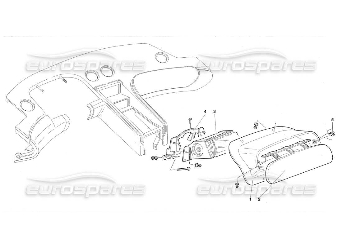 lamborghini diablo roadster (1998) diagramma delle parti delle finiture dell'abitacolo (valido per gli usa 1998).