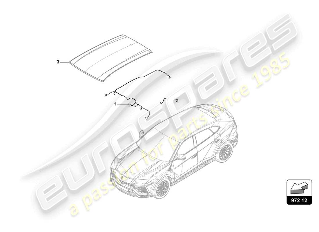 lamborghini urus (2021) cablaggio del tetto diagramma delle parti