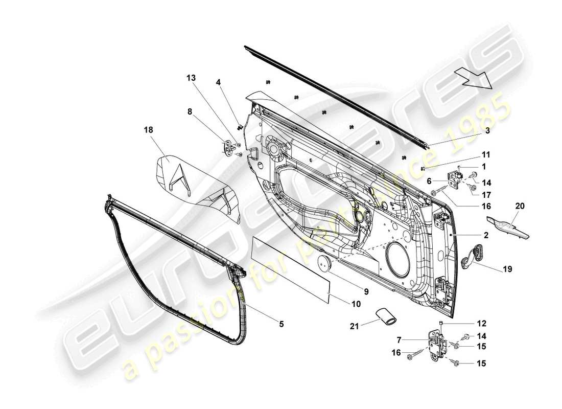 lamborghini lp560-4 coupe (2009) diagramma delle parti della porta