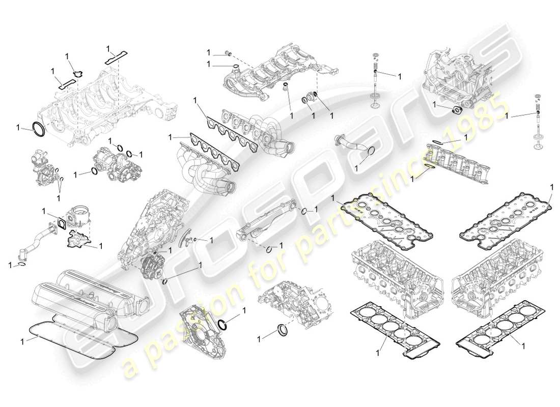 lamborghini gallardo spyder (2008) set guarnizioni per motore schema delle parti