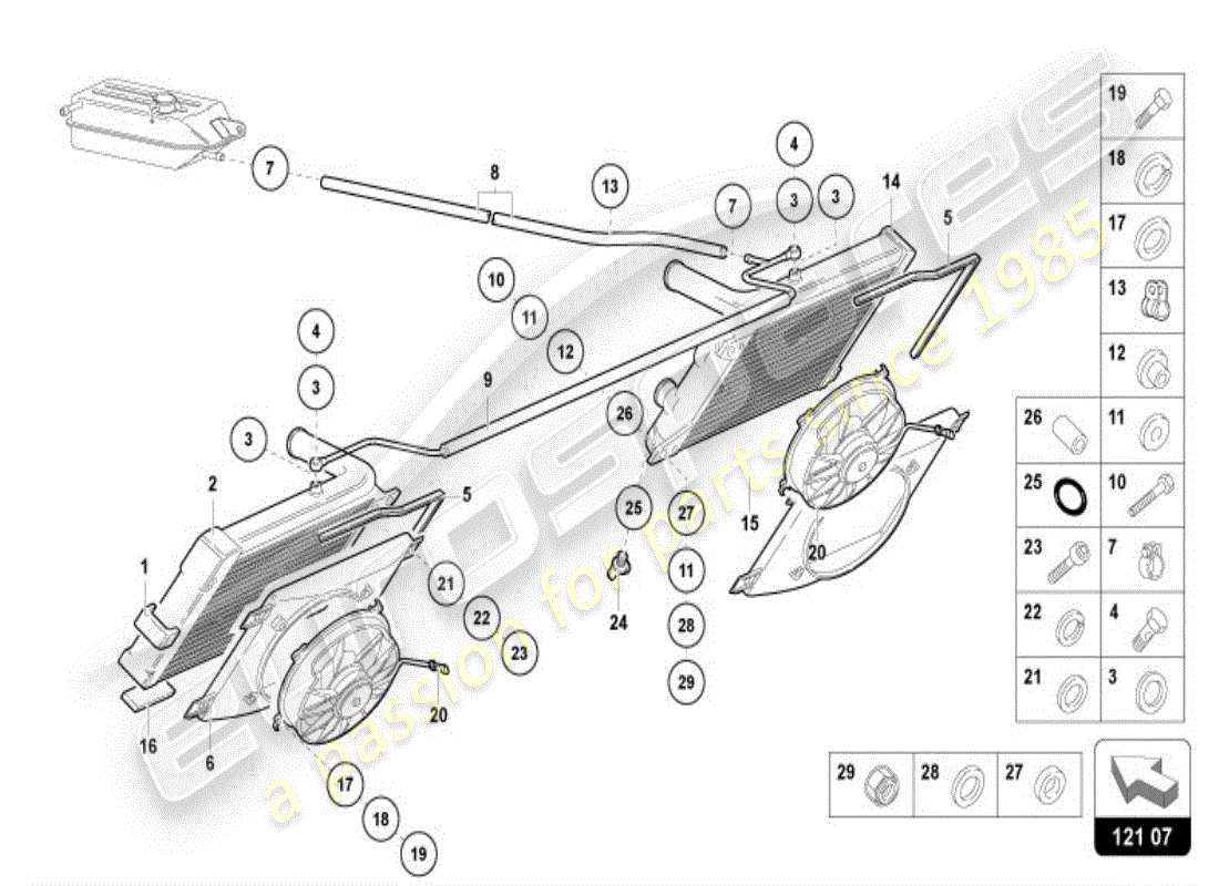lamborghini diablo vt (1996) raffreddatore per liquido di raffreddamento diagramma delle parti