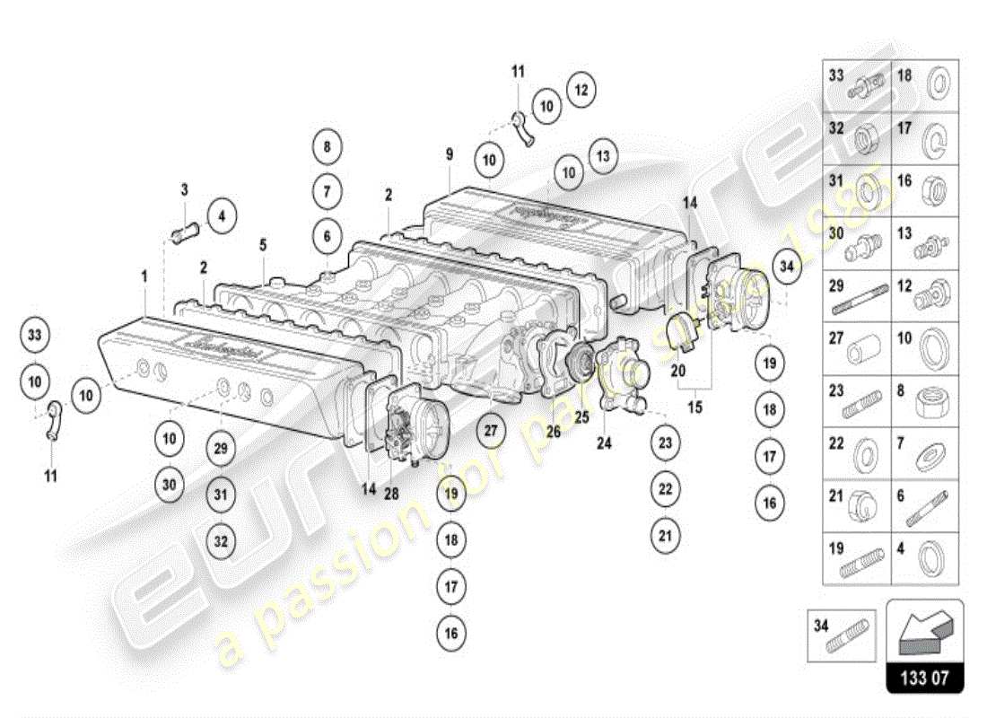 lamborghini diablo vt (1996) collettore di aspirazione diagramma delle parti