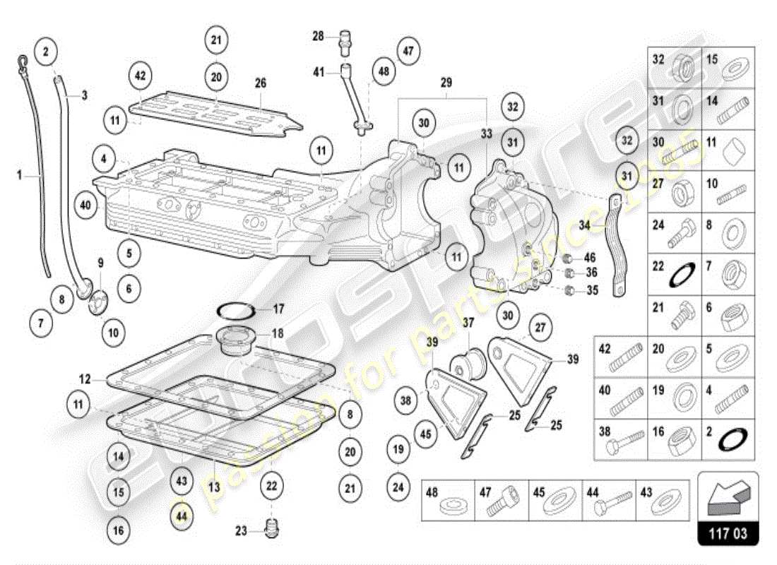 lamborghini diablo vt (1996) coppa dell'olio diagramma delle parti