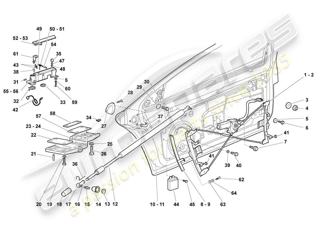 lamborghini lp640 roadster (2010) regolatore della finestra diagramma delle parti