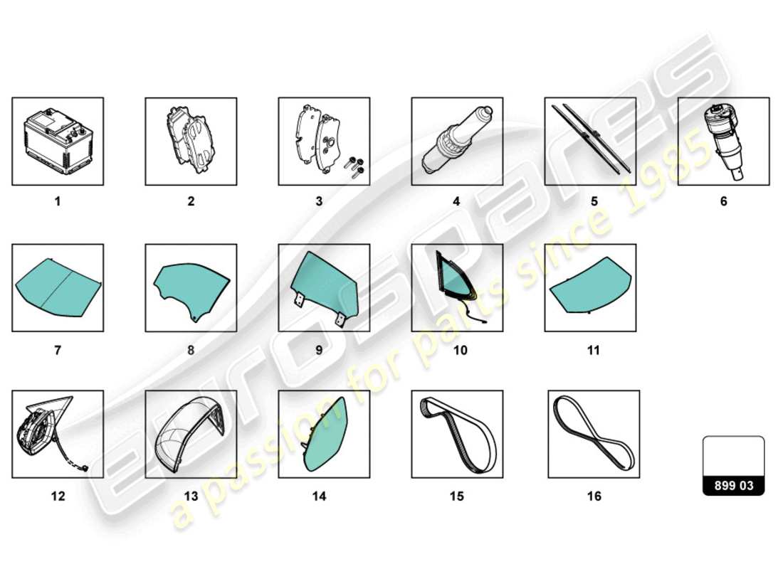 lamborghini urus (2019) per ritiro diagramma delle parti