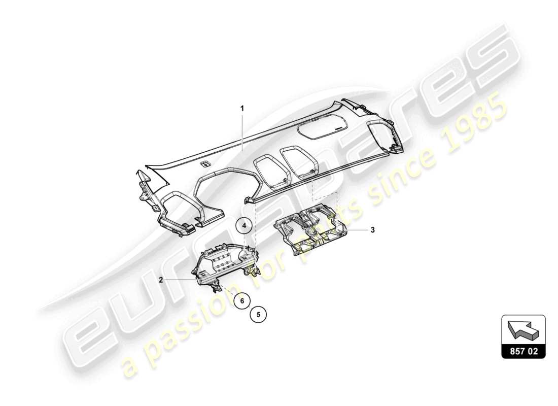 lamborghini super trofeo evo 2 (2022) cruscotto - rivestimenti schema delle parti