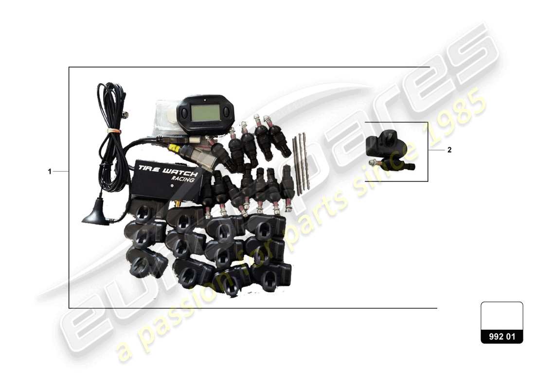 lamborghini super trofeo evo 2 (2022) diagramma delle parti del kit tpms