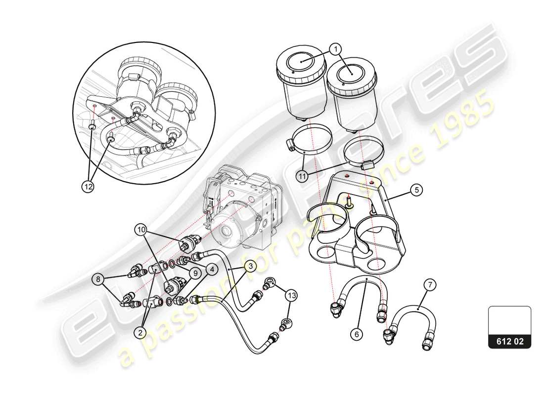 lamborghini super trofeo evo 2 (2022) schema delle parti del servofreno