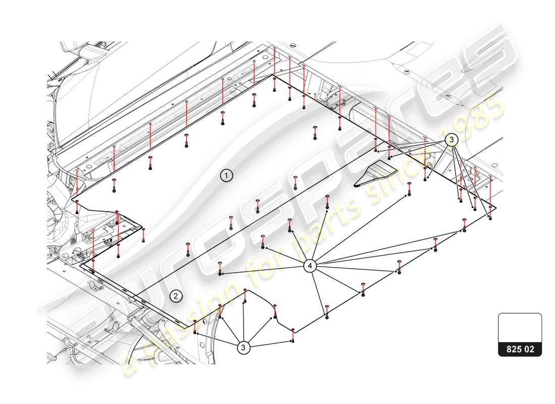 lamborghini super trofeo evo 2 (2022) piano centrale schema delle parti