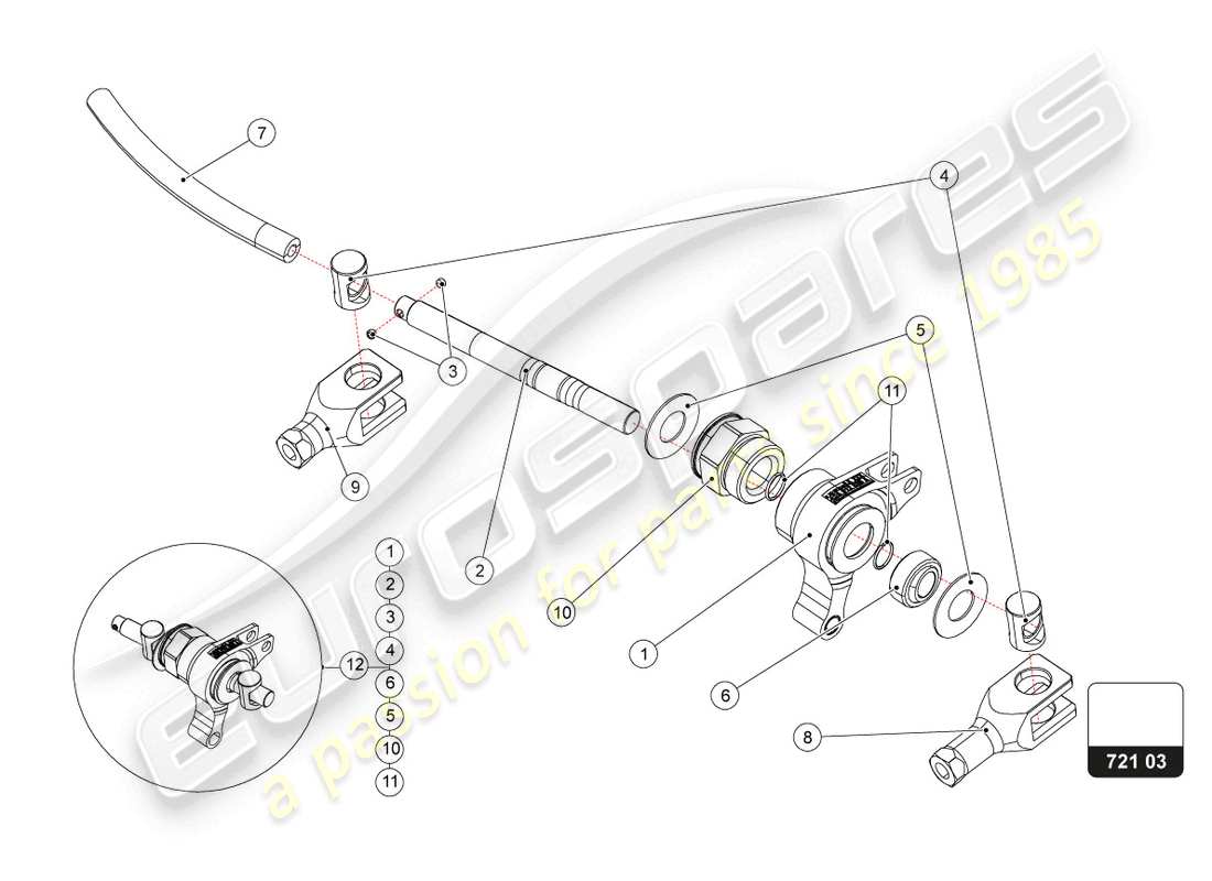 lamborghini super trofeo evo 2 (2022) diagramma delle parti del gruppo pedaliera