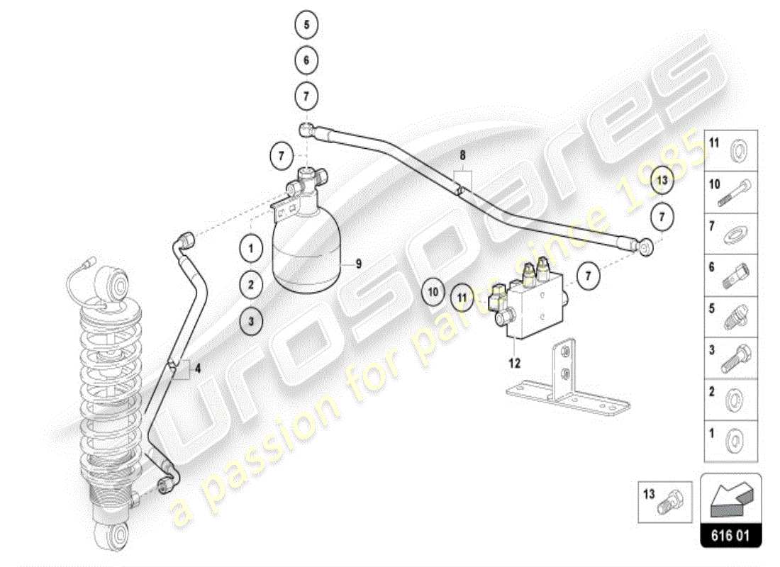 lamborghini diablo vt (1996) sistema di sollevamento diagramma delle parti