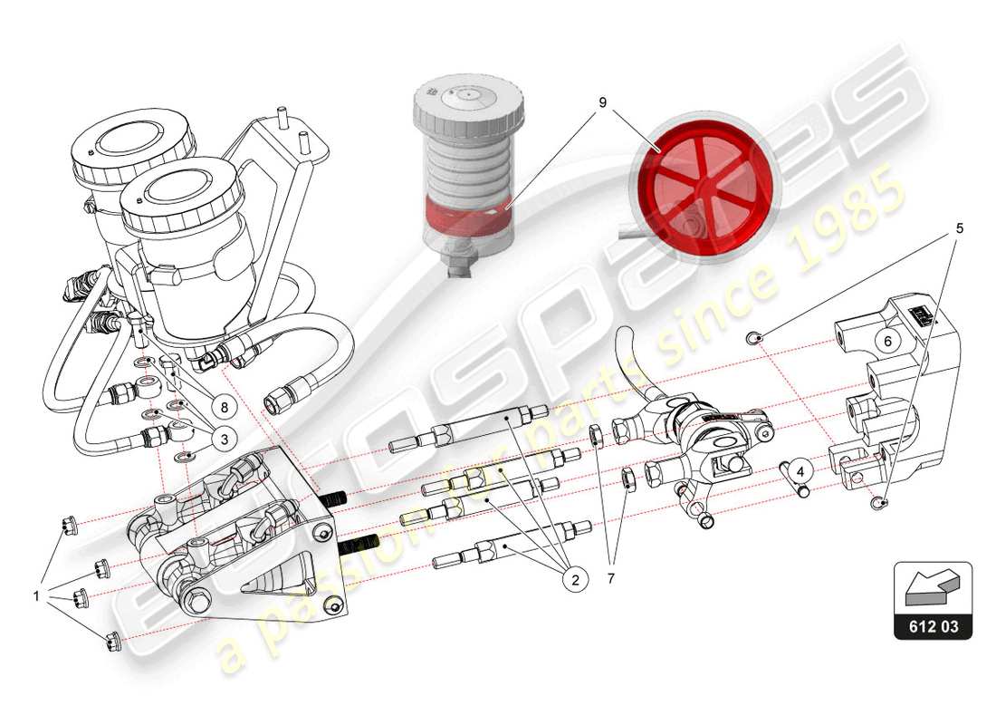 lamborghini super trofeo evo 2 (2022) schema delle parti del servofreno