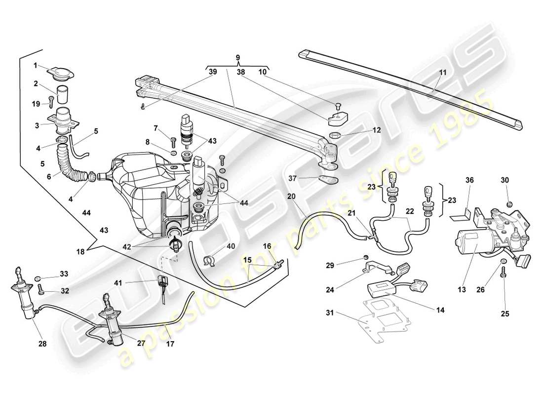 lamborghini lp640 roadster (2008) schema delle parti tergicristallo