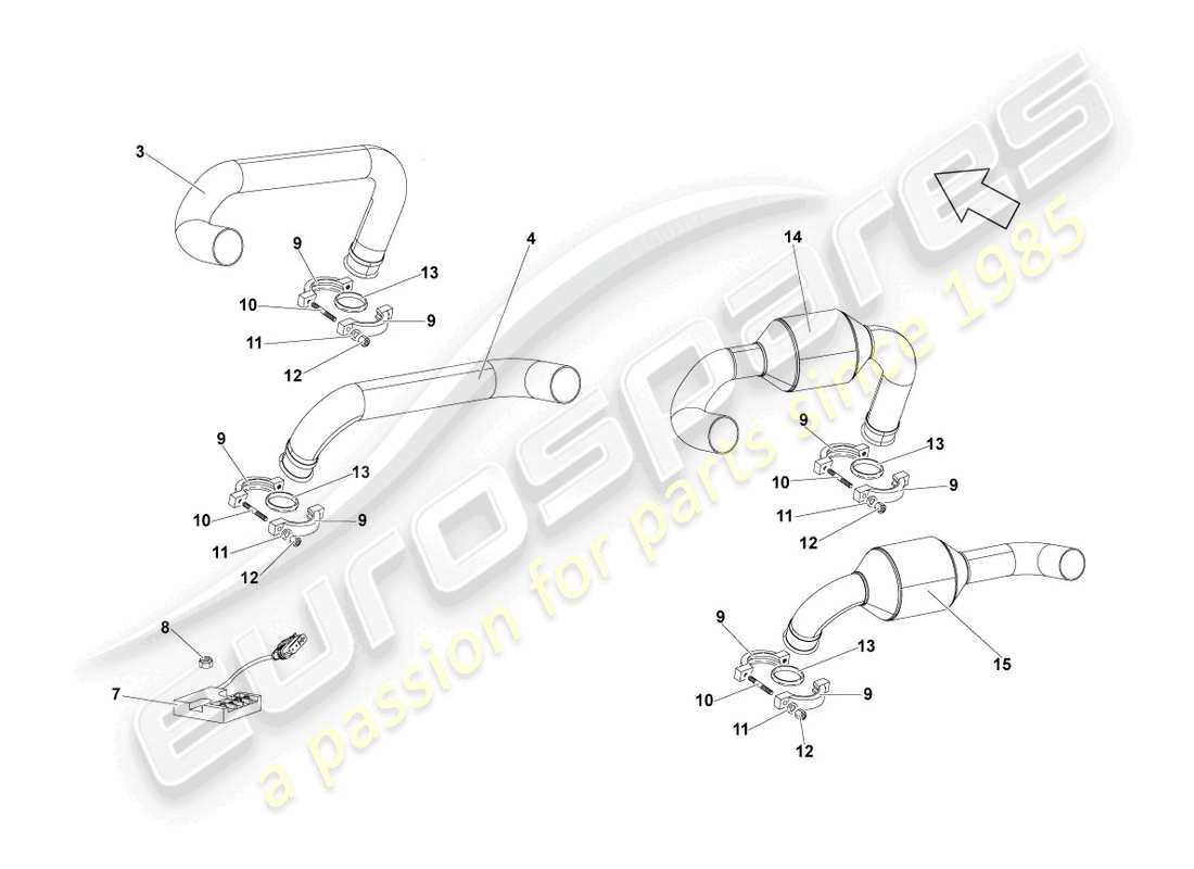 lamborghini lp670-4 sv (2010) impianto di scarico diagramma delle parti
