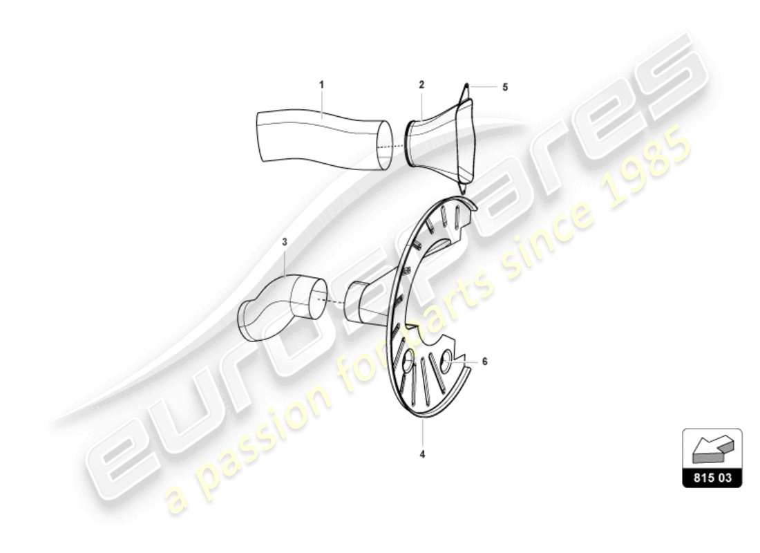 lamborghini super trofeo evo 2 (2022) raffreddamento disco freno anteriore e pinza diagramma delle parti