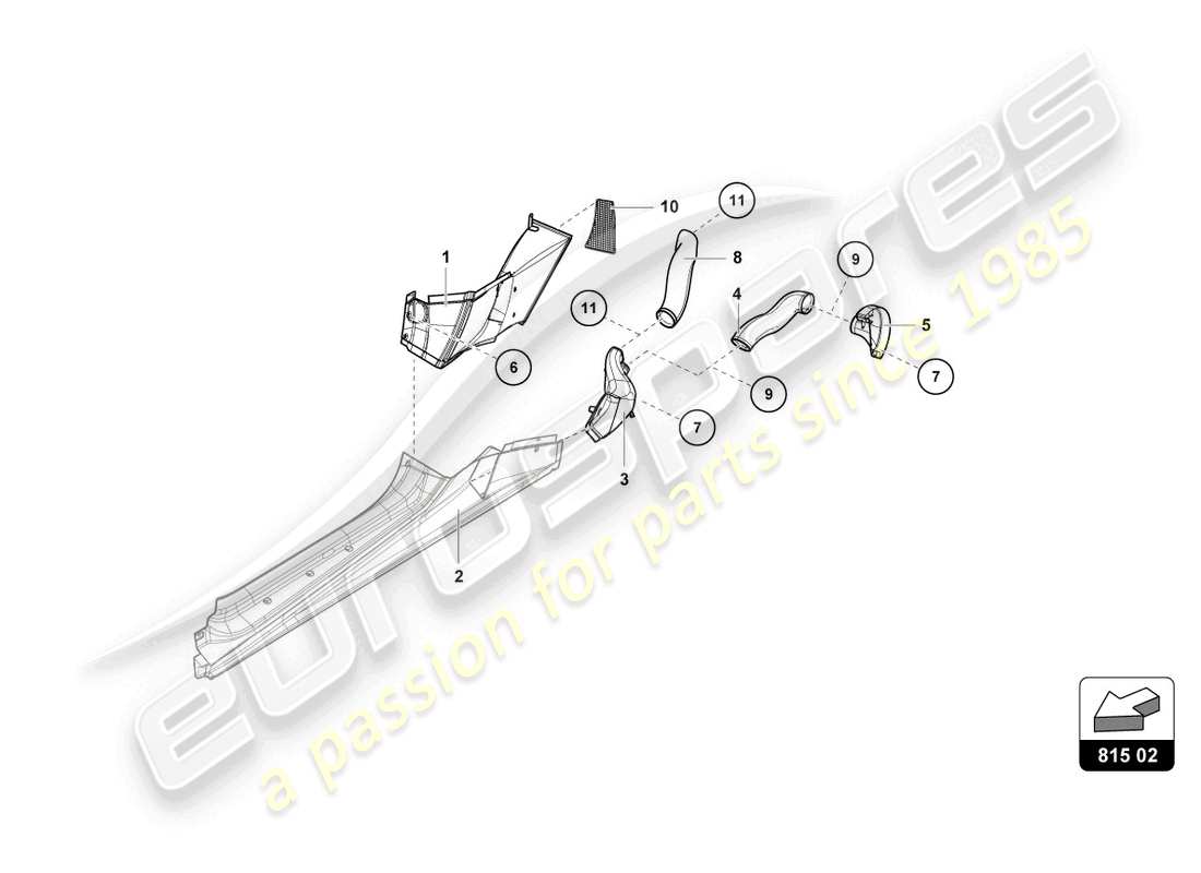 lamborghini super trofeo (2015) convogliatori aria posteriori schema delle parti
