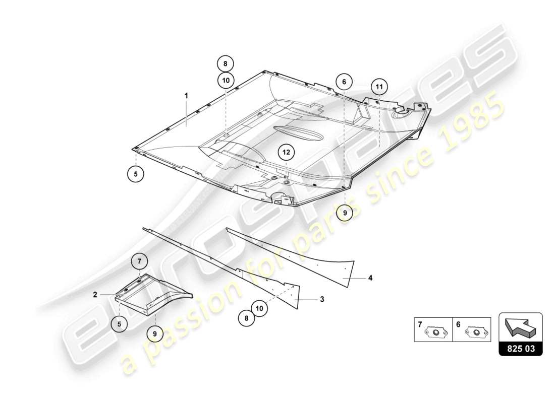 lamborghini super trofeo evo (2018) schema delle parti dello scudo calore