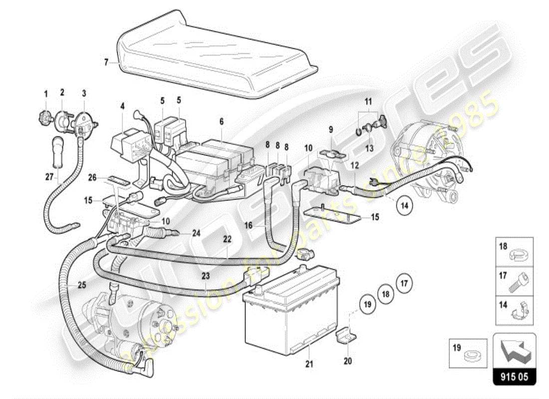 lamborghini diablo vt (1998) batteria diagramma delle parti