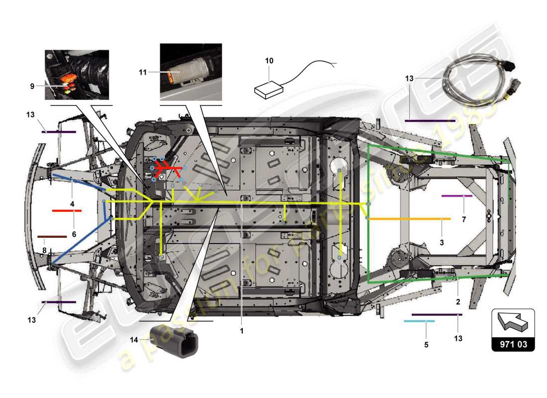 lamborghini super trofeo evo 2 (2022) schema delle parti dell'impianto elettrico