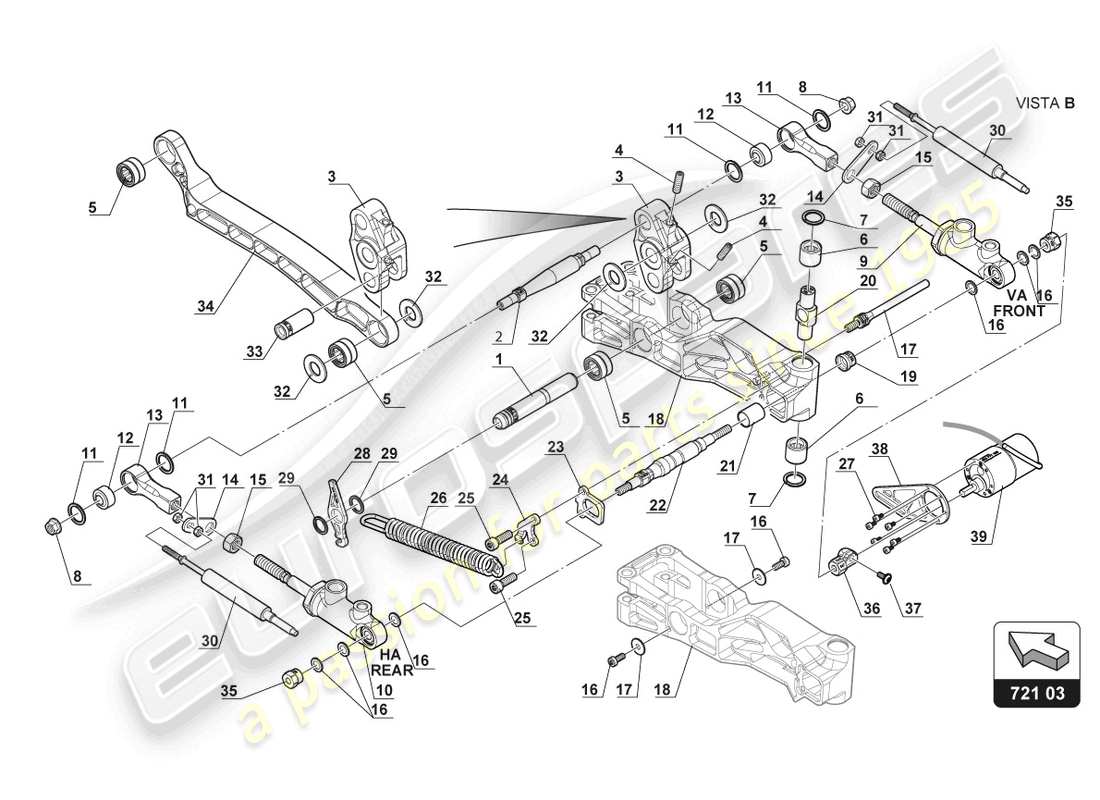 lamborghini gt3 (2017) meccanismo del pedale schema delle parti