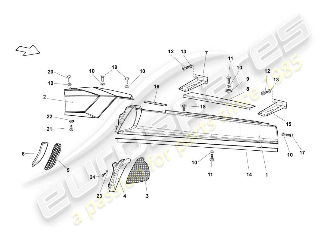 lamborghini reventon roadster membro laterale destro schema delle parti