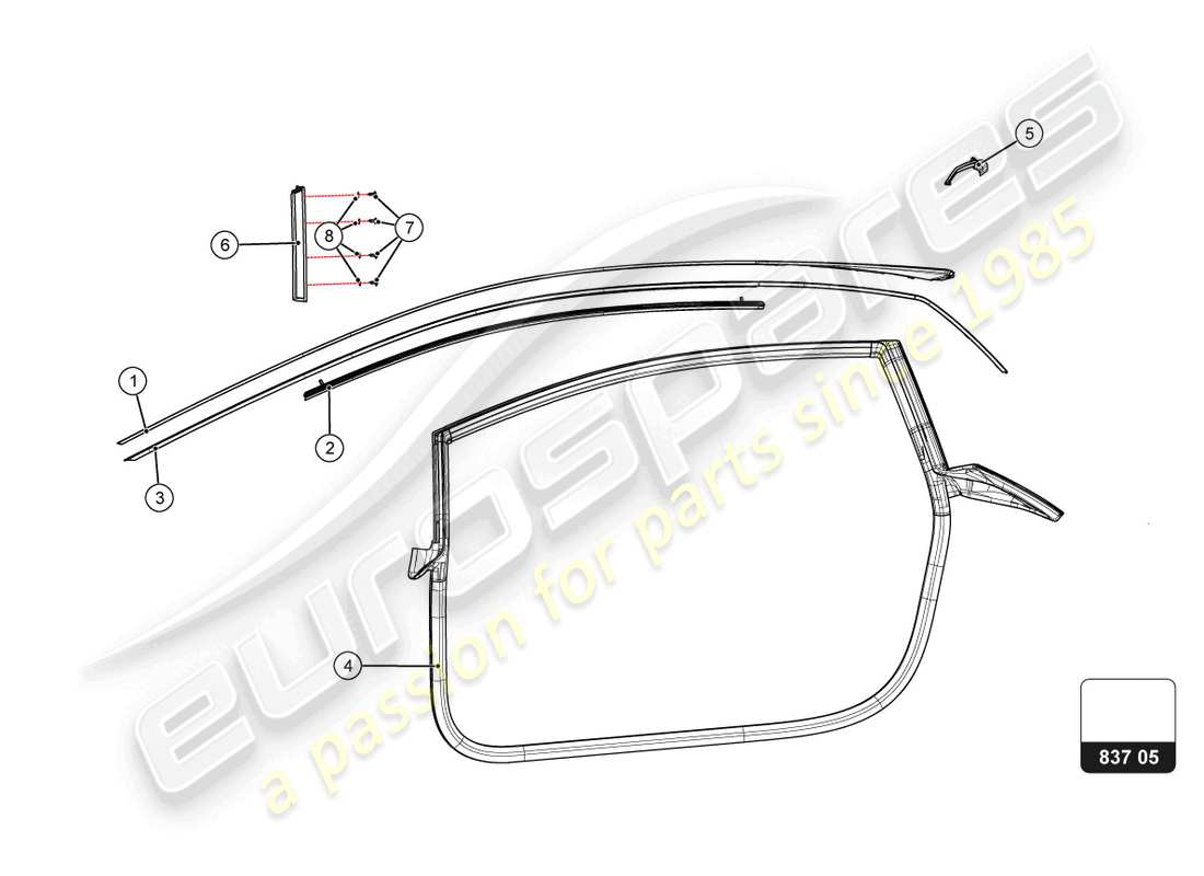 lamborghini super trofeo evo 2 (2022) diagramma delle parti guarnizione porta