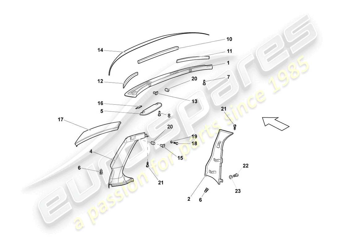 lamborghini reventon roadster assorbitori acustici diagramma delle parti