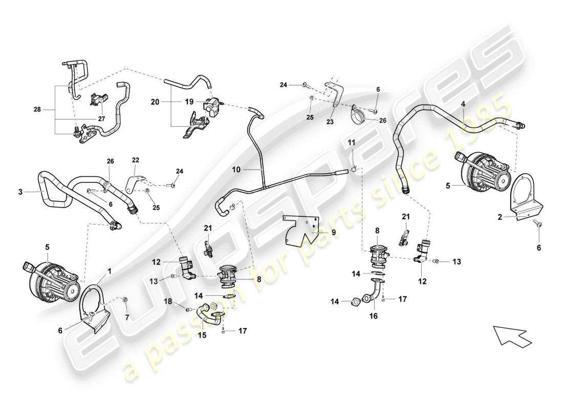 lamborghini lp560-4 spyder fl ii (2014) schema delle parti della pompa aria secondaria