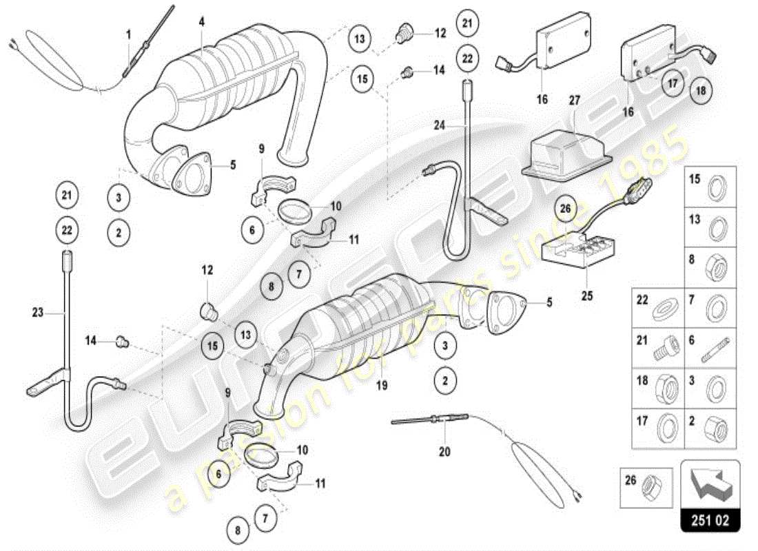 lamborghini diablo vt (1995) catalizzatore diagramma delle parti