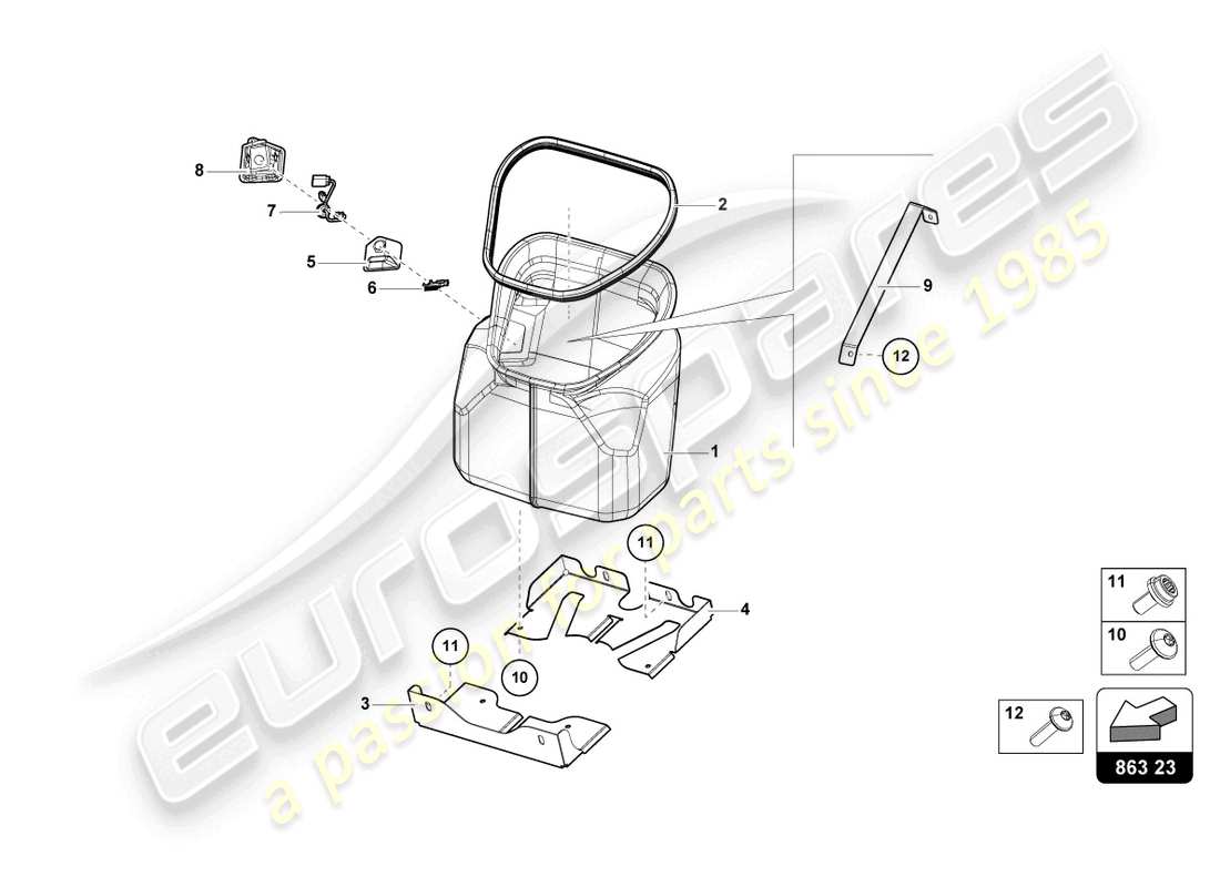 lamborghini countach lpi 800-4 (2022) finiture per stivali bagagli diagramma delle parti